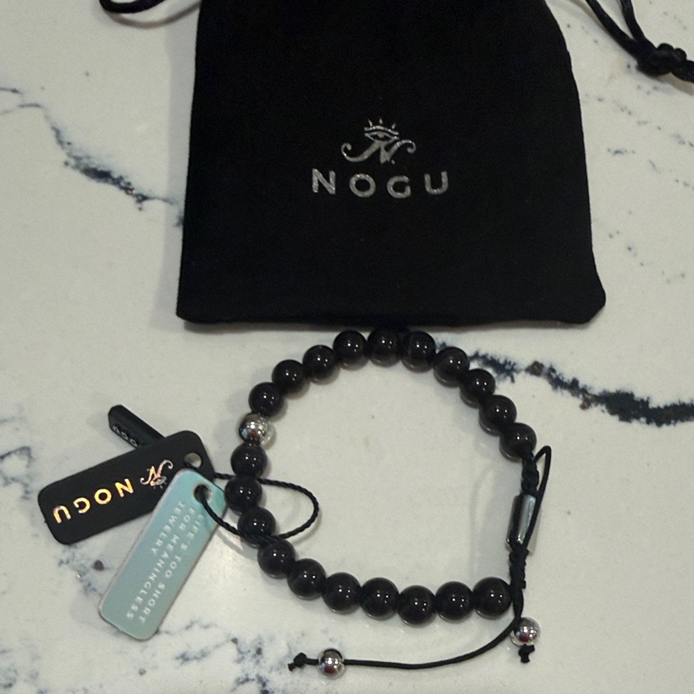 NOGU Black Onyx Beaded Adjustable Bracelet NWT